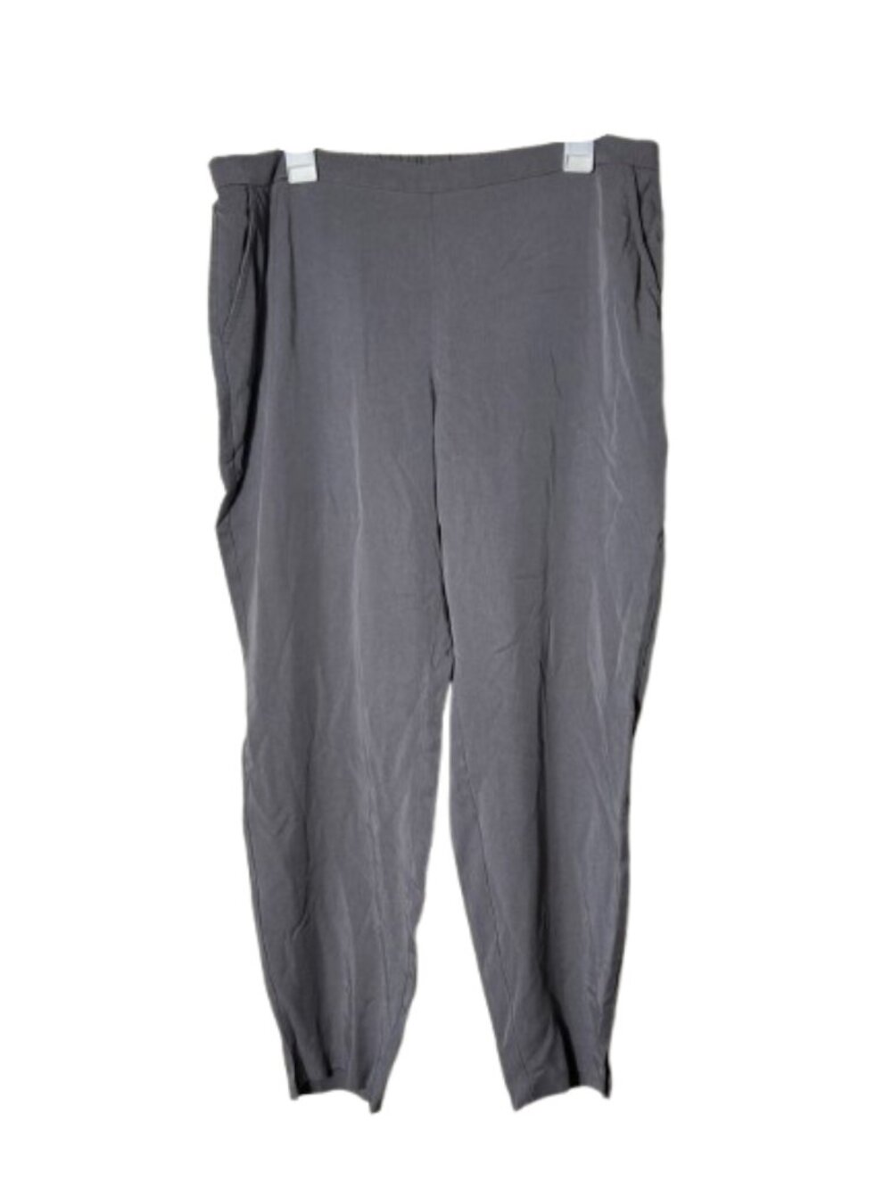 Eileen Fisher gray 100% tencel taper leg pull on pants womens L